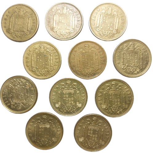 Spain 11x peseta coins bulk - spain,