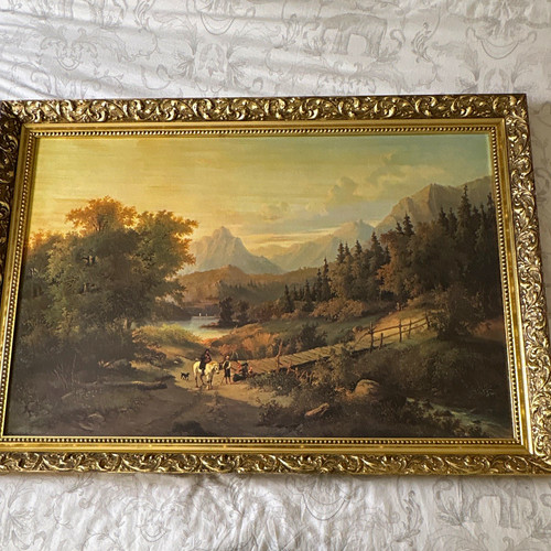 Framed landscape painting - framed,