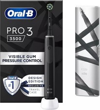 Oral-B Pro 3 3500 Electric Toothbrush & Travel Case, Design Edition - Black
