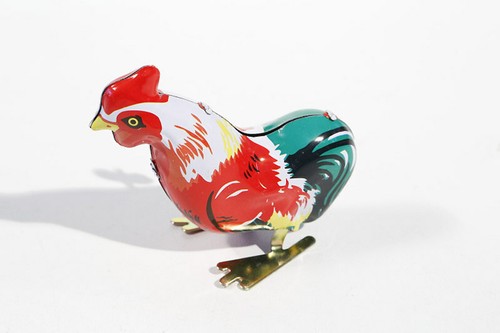 Rooster tin toy collectable - rooster,