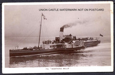 REAL PHOTO POSTCARD SOUTH COAST PADDLE STEAMER PS WORTHING BELLE POSTED 1912