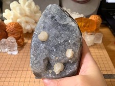 Sale Large Amethyst & Calcite Geode Quartz Crystal Cluster -  640 Grams (#089)