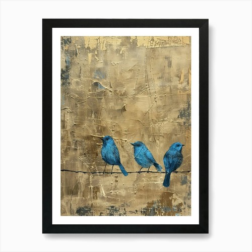 Blue birds wire 2 - birds, on