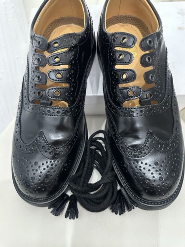 Black leather ghillie brogues - black,
