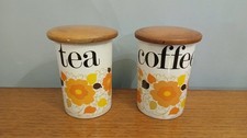 Vintage Retro Crown Devon Tea & Coffee Storage Jars Canisters