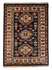 Rug Handmade Kazak, Traditional Oriental Area Afghan Carpet, Hand-Knotted, Wool 