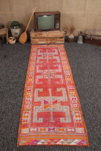 Vintage turkish rug 3x10 ft - vintage,
