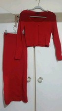 PRIMARK RED Cardigan Skirt Set