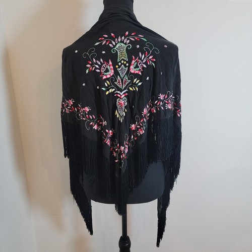 Black silk floral - silk,