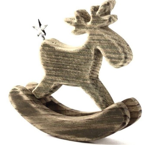 Wooden rocking reindeer - wooden,