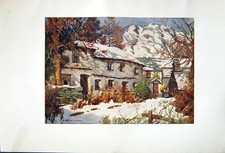 Antique Old Print *2557 1908 English Lakes Winter Sunshine Coniston Cooper