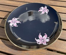 Palissy Black Side Plate With Orchid Design