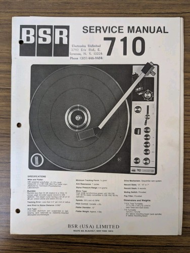 Bsr 710 turntable service - 710,