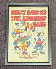 Framed Original 1970s STANDARD FIREWORKS advert ready to hang for Bonfire Night