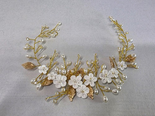 Gold tone bridal hair - tone, vine