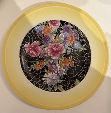 ART DECO 1920s RARE SHELLEY CHINA BLACK CLOISONNE CRACKLE GLAZED CABINET PLATE