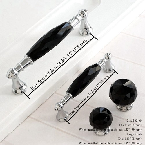 Black crystal dresser knobs - dresser,