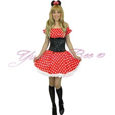 Minnie Mouse Costume Women Fancy Dress Halloween Outfit Plus Size 6-18 Sexy