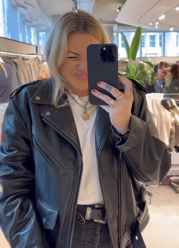 Zara black leather biker - leather,