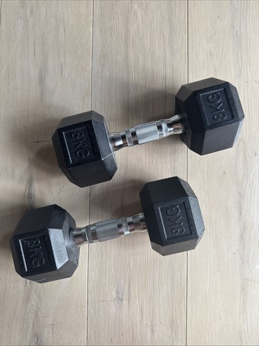 8kg hex dumbbells rubber - hex,