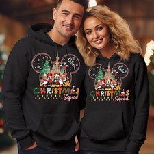 Personalised Disney Christmas Squad Hoodie Mickey Castle Gift Xmas Jumper H-5248