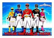 POWER RANGERS  BIRTHDAY  CAKE TOPPER A4  EDIBLE ICED/ ICING   PERSONALISED