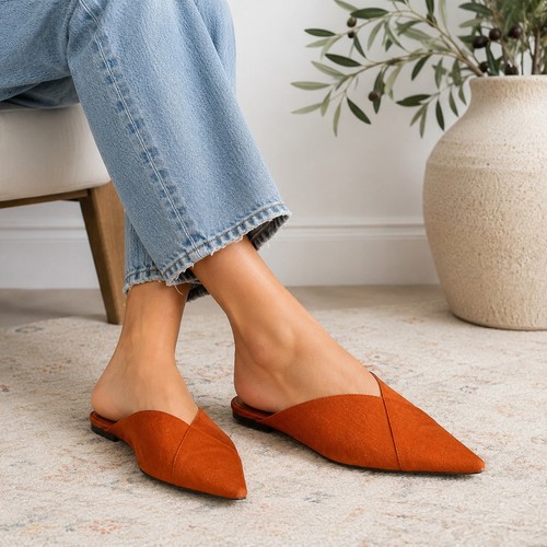 Zara orange satin pointed - zara,