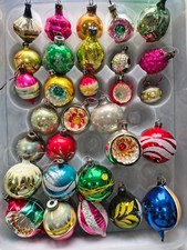 MULTICOLOURED x 30  VINTAGE GLASS CHRISTMAS TREE BAUBLES