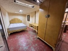 Art Deco Bleached Walnut bedroom set, 2 Wardrobes, Dressing Table & Double Bed