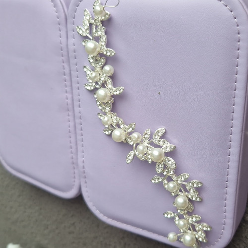 Silver pearl crystal floral - crystal,