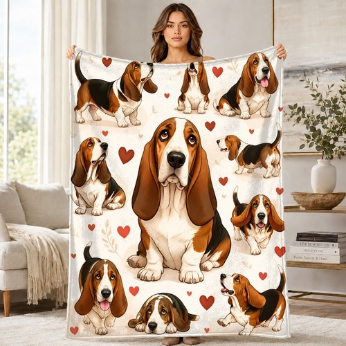 Basset hound hearts coral - basset,