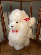 Vintage 13ins White Plush Poodle Dog Soft Toy