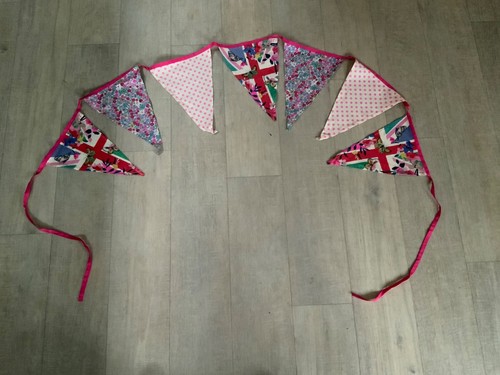 Vintage floral fabric bunting - vintage,