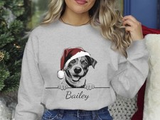 Jack Russell Terrier Christmas Sweatshirt Personalised Dog Name Unisex Gift
