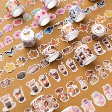 100PCS Washi Paper Stickers