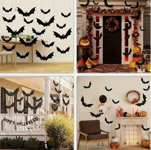 Halloween flying bats 12pcs - halloween,