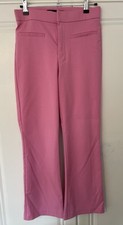 Stylish ZARA Women's Stretch Cotton Blend Pocket Trousers Bright Pink W28" L26"
