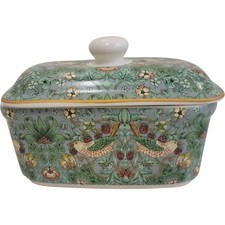 William Morris Strawberry Thief Butter Dish Fine China with Lid