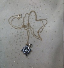 blue tanzanite pendant set in silver on 20" 925 silver chain