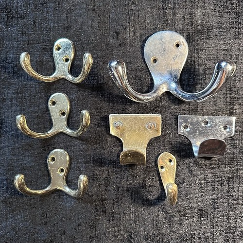 Brass chrome coat hooks - brass, bundle