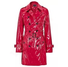 Women PVC Leather Trench Vinyl