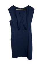 Banana Republic Navy Blue Sleeveless Midi V-Nexk Ruffle Dress | Women’s M Tall