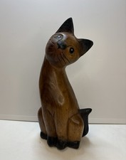 Vintage Wooden Sitting Cat Ornament