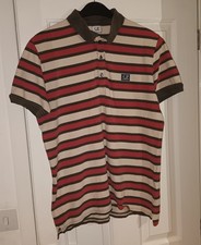 CP COMPANY short sleeved polo shirt - MULTI STRIPES - size 2XL @ 42in chest