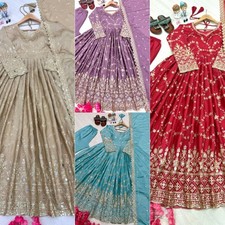 Mirror Work Golden Anarkali