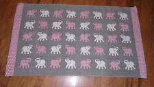 Babies Nursey Kids Bazzar Elephants Cotton Rug Pink Grey 114cm X 65cm Anti Slip
