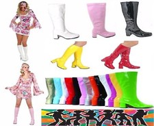 Men Women's Fancy Dress Sexy GoGo Knee High Boots Cool 60's 70s Party Sizes 3-12