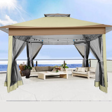 Canopy 12'X12' Outdoor Pop-Up Gazebo Mosquito Net 2Tiered Vent Top 3 Height