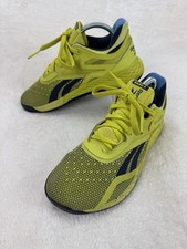 Reebok Nano X CrossFit UK 4 Yellow Navy HYROX Training Shoes Womens Gym Trainers
