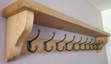 Coat Rack+Shelf Floating Rustic Handmade Wall Mounted 10 Double Hooks